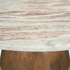 Allyson Round Brown Pedestal with Savar Pink Marble Top Coffee Table, by Mercana, 42" length x 42" width x 16" height thumbnail 10