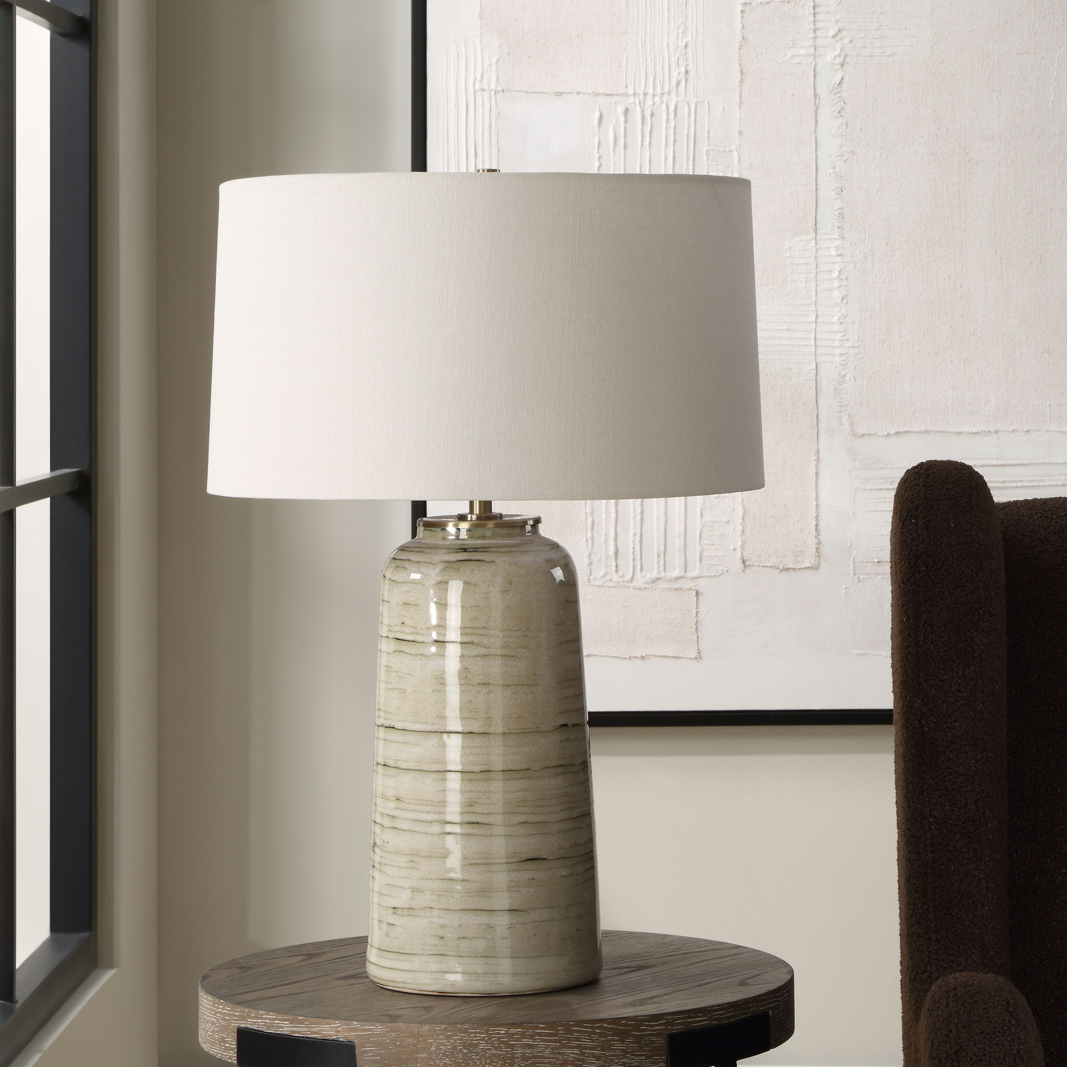 Strata Tan Glaze Table Lamp large image 