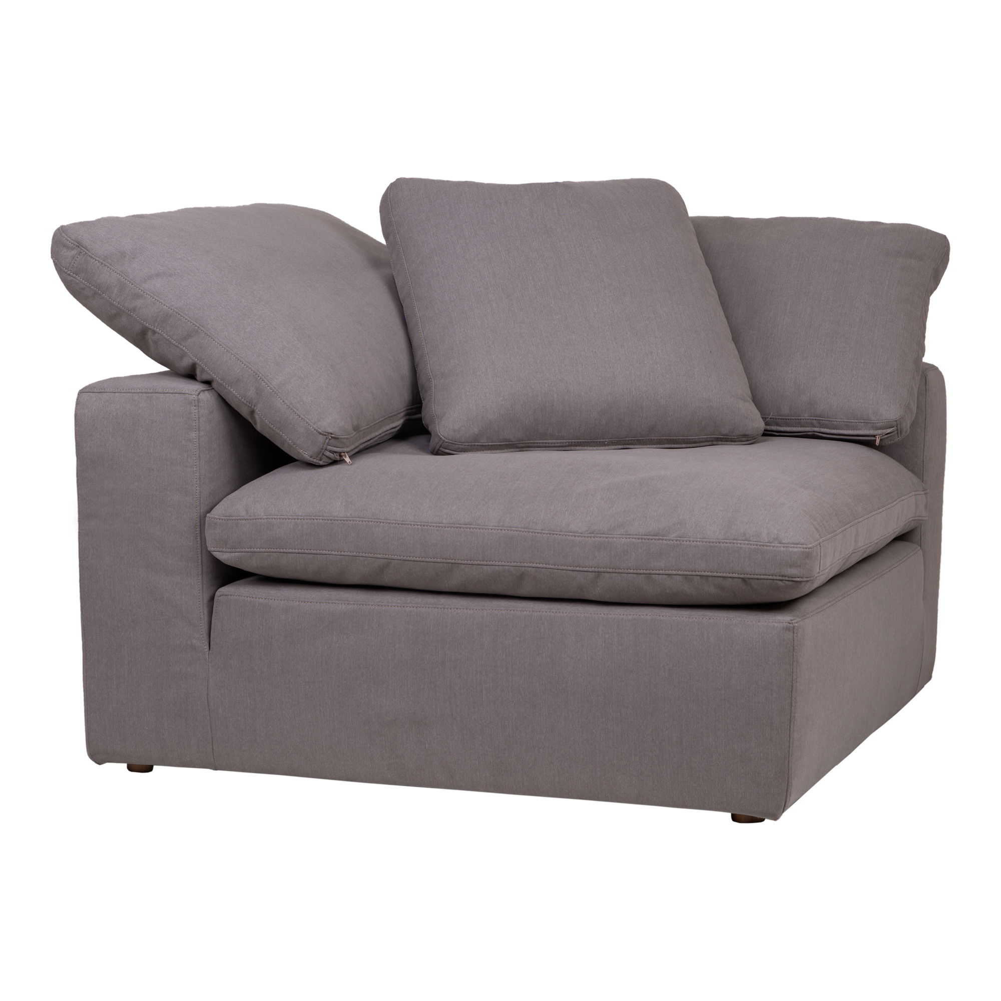 Clay Corner Chair Light Grey, Sectional Sofa by Moe's Home, 44.5" width x 32.5" height x 44.5" depth View 2