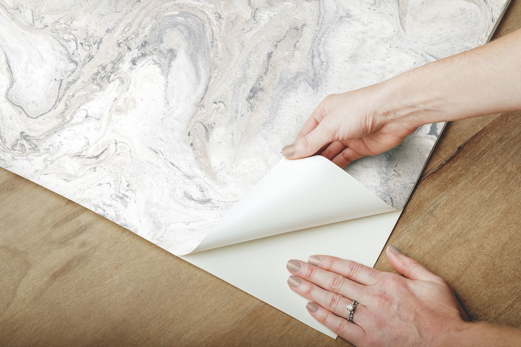 Oil & Marble White & Grey Peel & Stick Wallpaper large image 