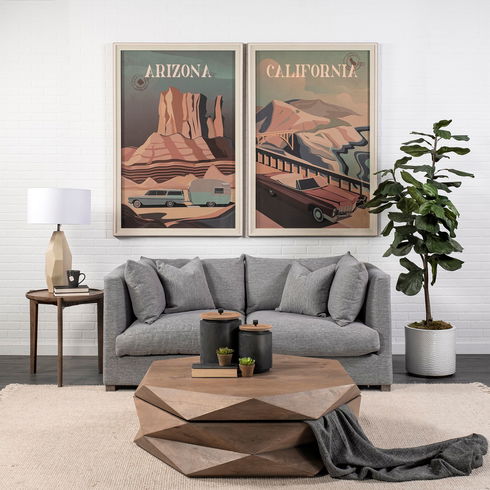 Arreto Hexagonal Hinged Solid Wood Top and Base Coffee Table