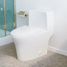Online Designer Bathroom SM-1T128 Bastille One-Piece Elongated Toilet Vortex Dual-Flush 1.1/1.6 gpf
