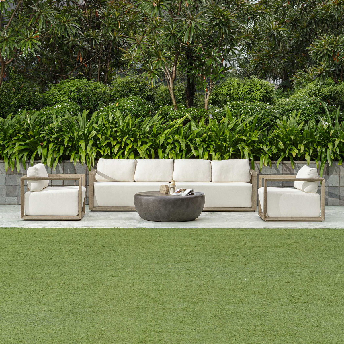 Remsen Outdoor Gray Sofa, Outdoor Sofa by Uttermost, 8'11" width x 2'8" height x 2'11.25" depth View 9