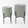 Mabel Set of Two 15.4 x 24.8  Green Top with Black Iron Base Plant Stands, Planter by Mercana, 15.35" length x 15.35" width x 24.8" height thumbnail 3
