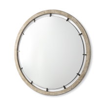 Online Designer Bedroom Sonare 46" Round Brown Wood Frame Mirror