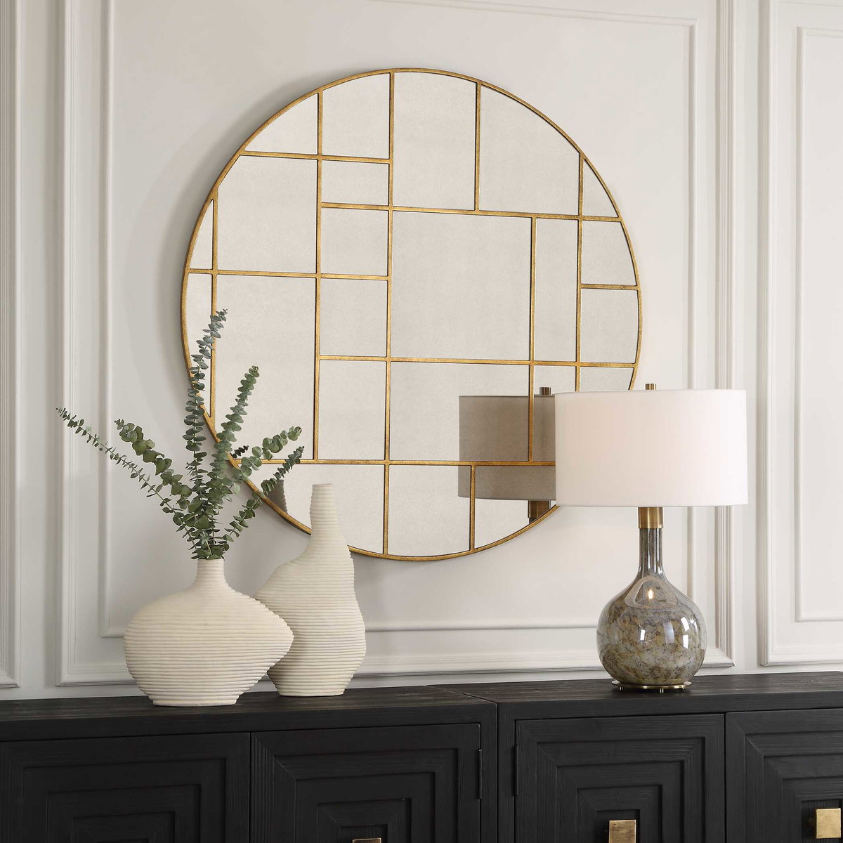 Geometric Round Mirror, by Uttermost, 45" width x 45" height x 0.75" depth View 4