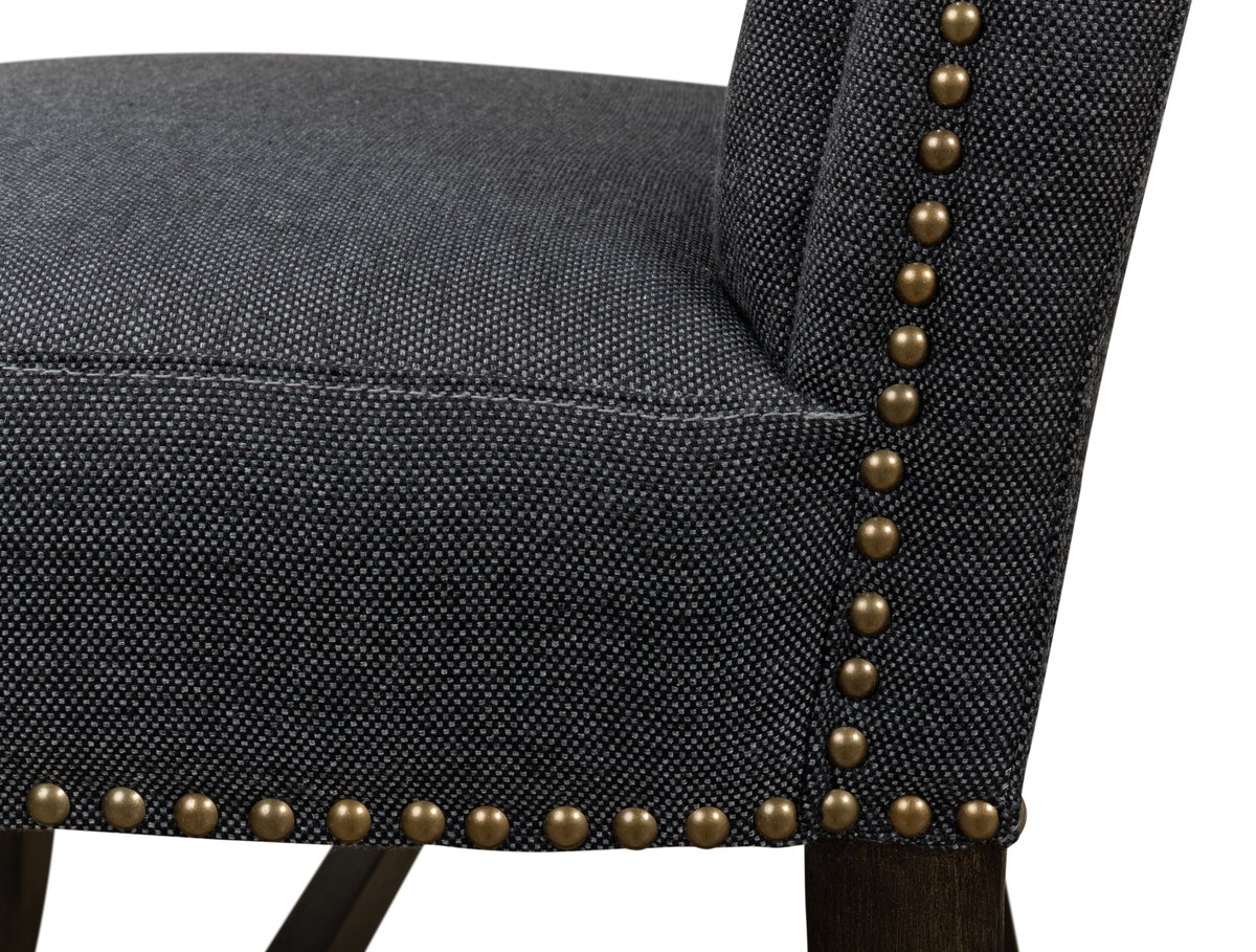 Black High Back Dining Chair, by Sarreid, 2'2" length x 1'9" width x 3'10" height View 6
