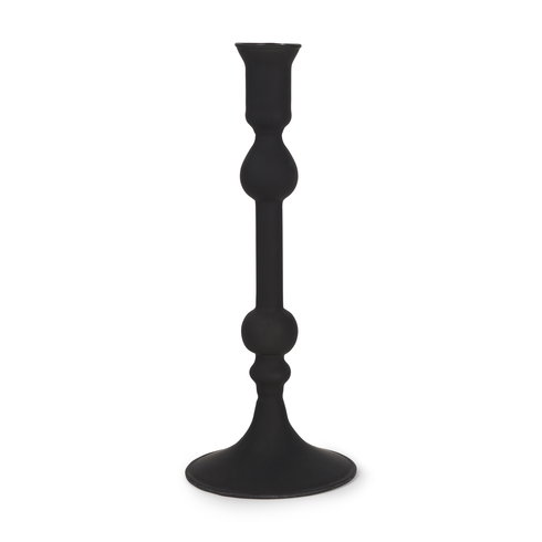 Haute Medium Matte Black Blown Glass Candlestick