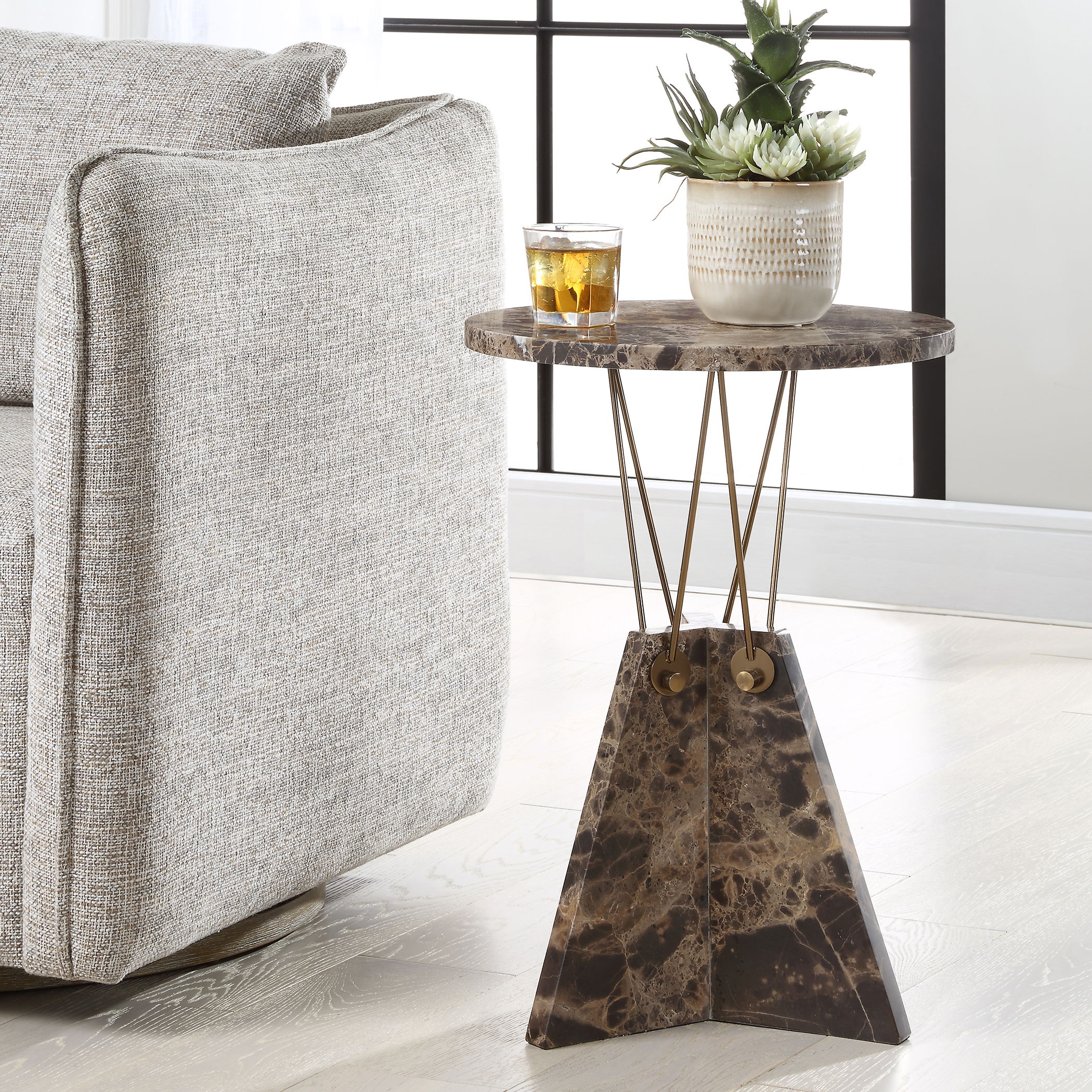 Levitate Marble Accent Table, Furniture by Uttermost, 16" width x 23.25" height x 16" depth View 2