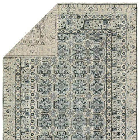 Jaipur Living Stage SLN20 Handknotted Geometric Blue and White Area Rug (10