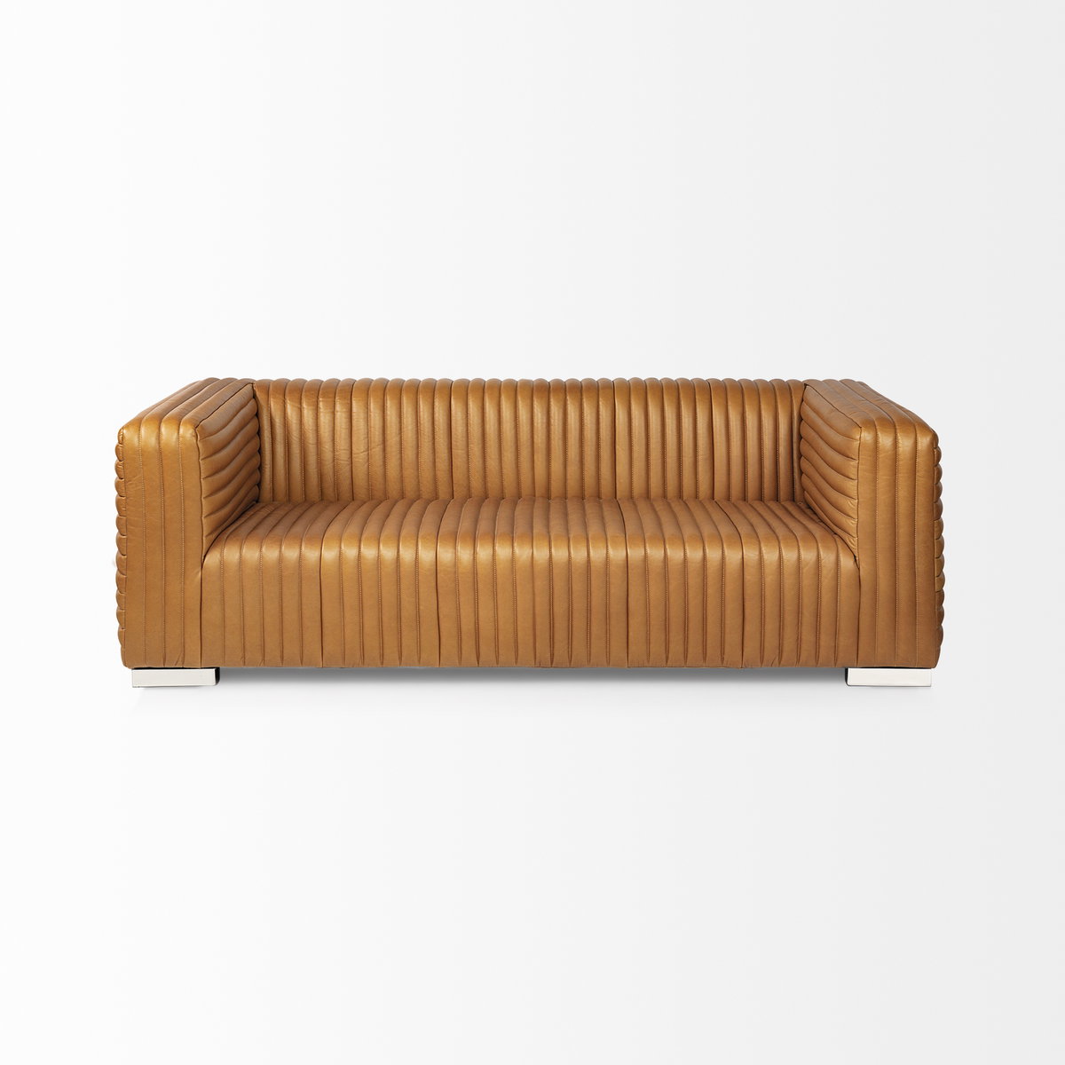 Ricciardo 82.5W Cognac Leather Three Seater Sofa, Sofas & Sectional by Mercana, 82.5" length x 38.5" width x 26.5" height View 4