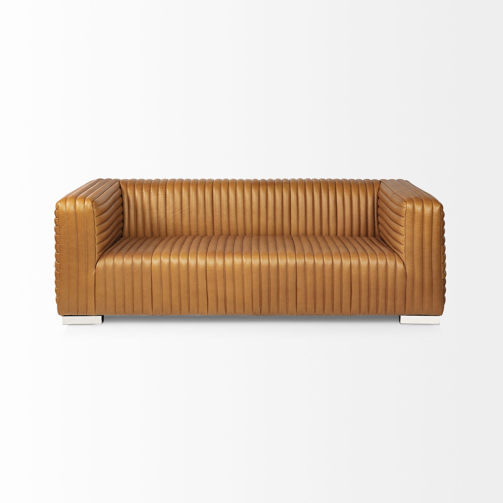 Ricciardo Cognac Leather Three Seater Sofa, Sofas & Sectional by Mercana, 82.5" length x 38.5" width x 26.5" height View 4