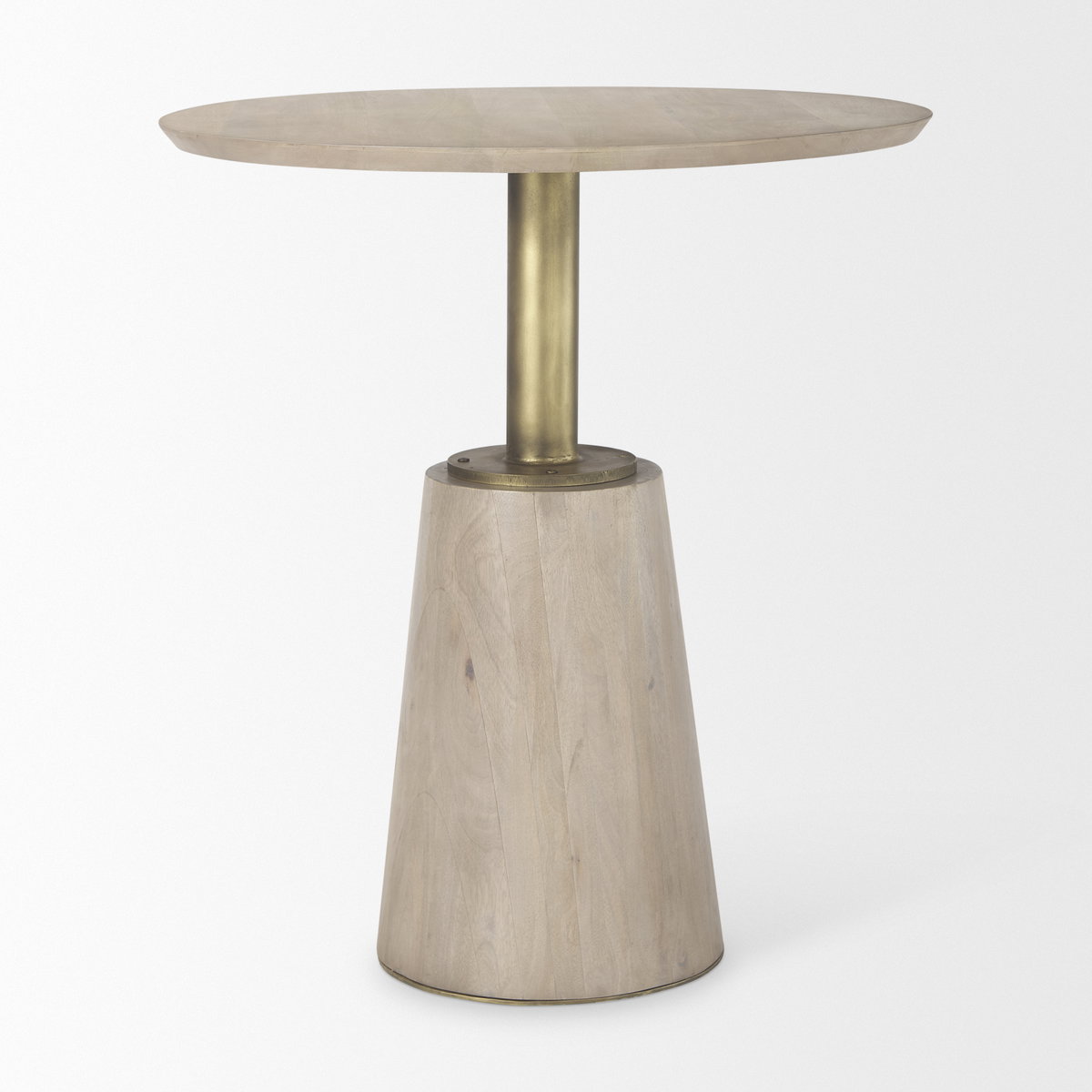 Maxwell 32' Round Pedestal Dining Table | Modern | Light Wood & Gold Metal/Light Wood | Seats 2, by Mercana, 32" length x 32" width x 36" height View 2