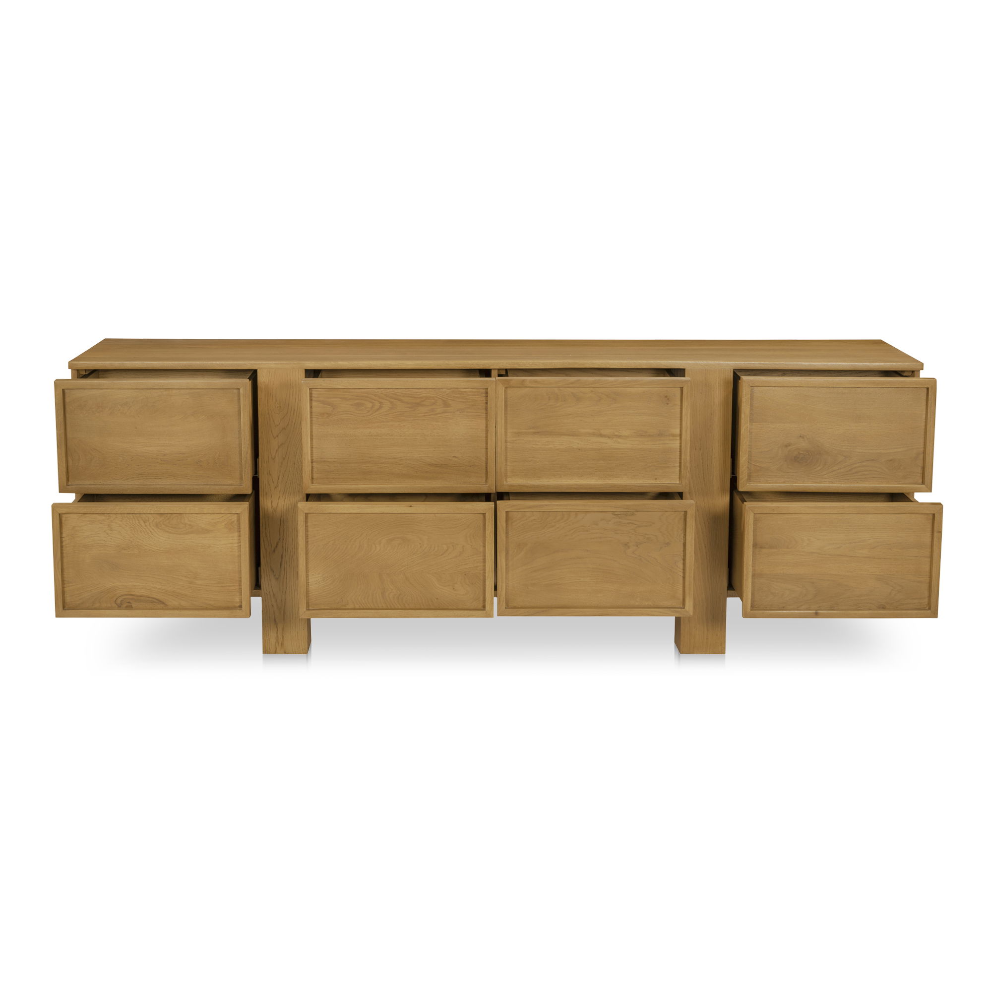 Henley 8 Drawer Dresser Brown, by Moe's Home, 85" width x 31" height x 20" depth View 3