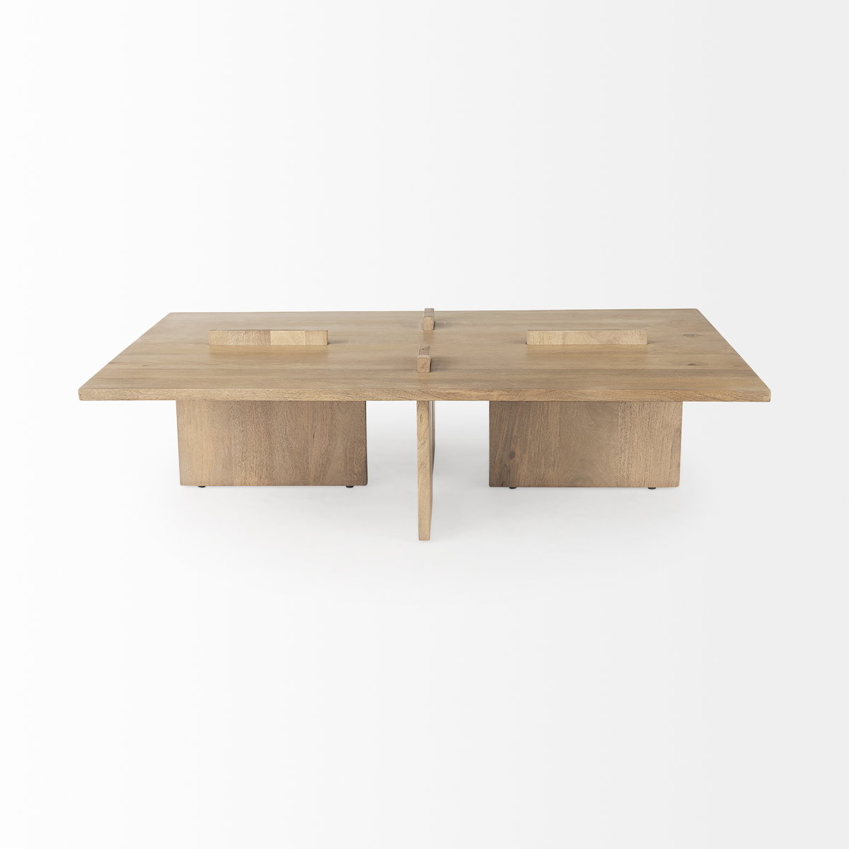 Aida 56 x 34 Rectangular Light Brown Wood Coffee Table, by Mercana, 56" length x 34" width x 15.5" height View 5