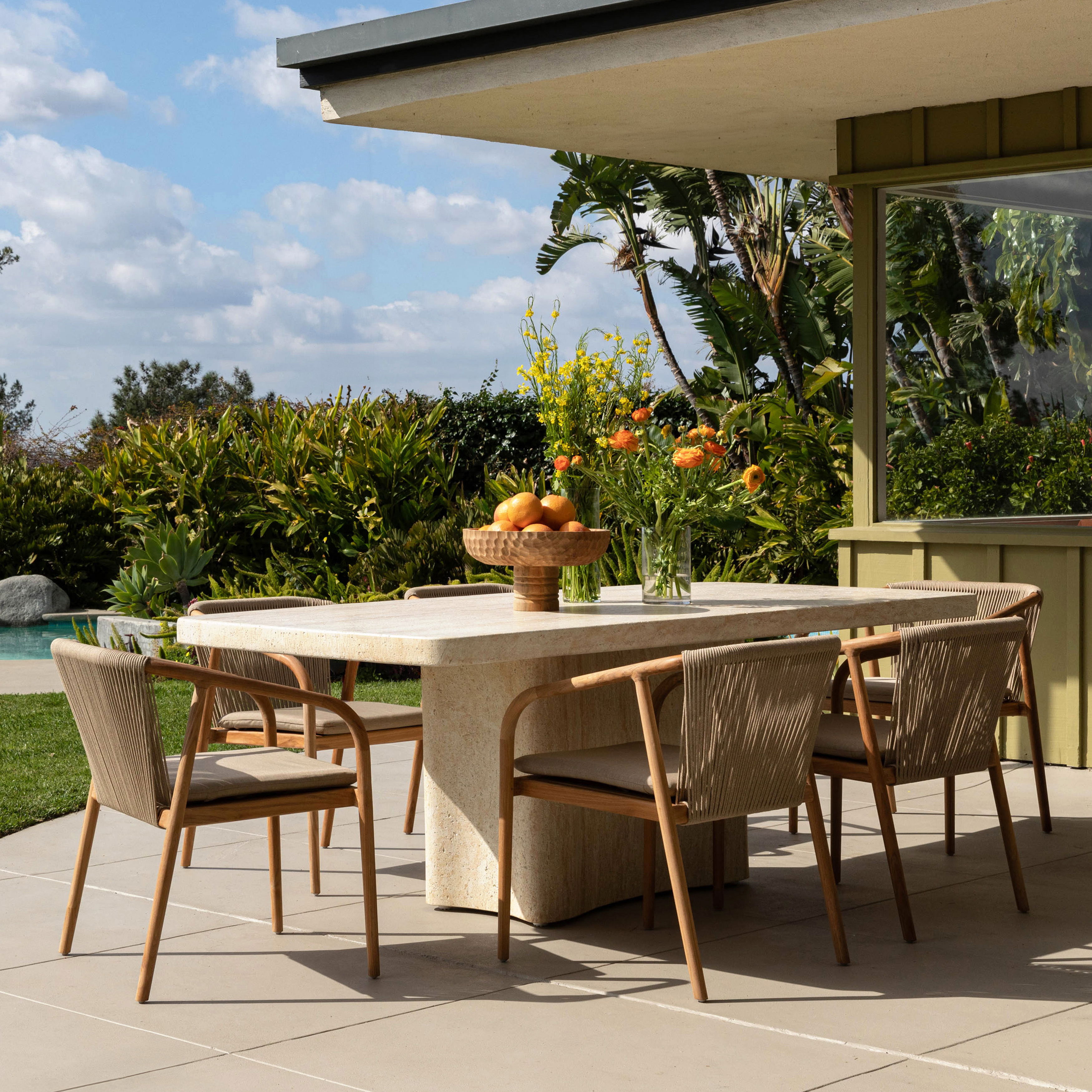 Payson Outdoor Dining Table Natural, by Dovetail, 88.5" width x 30.3" height x 39.4" depth View 6