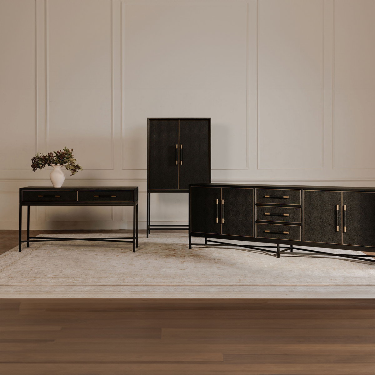Mako Sideboard Large Black, Cabinets & Sideboard by Moe's Home, 100" width x 33.86" height x 17.72" depth View 9