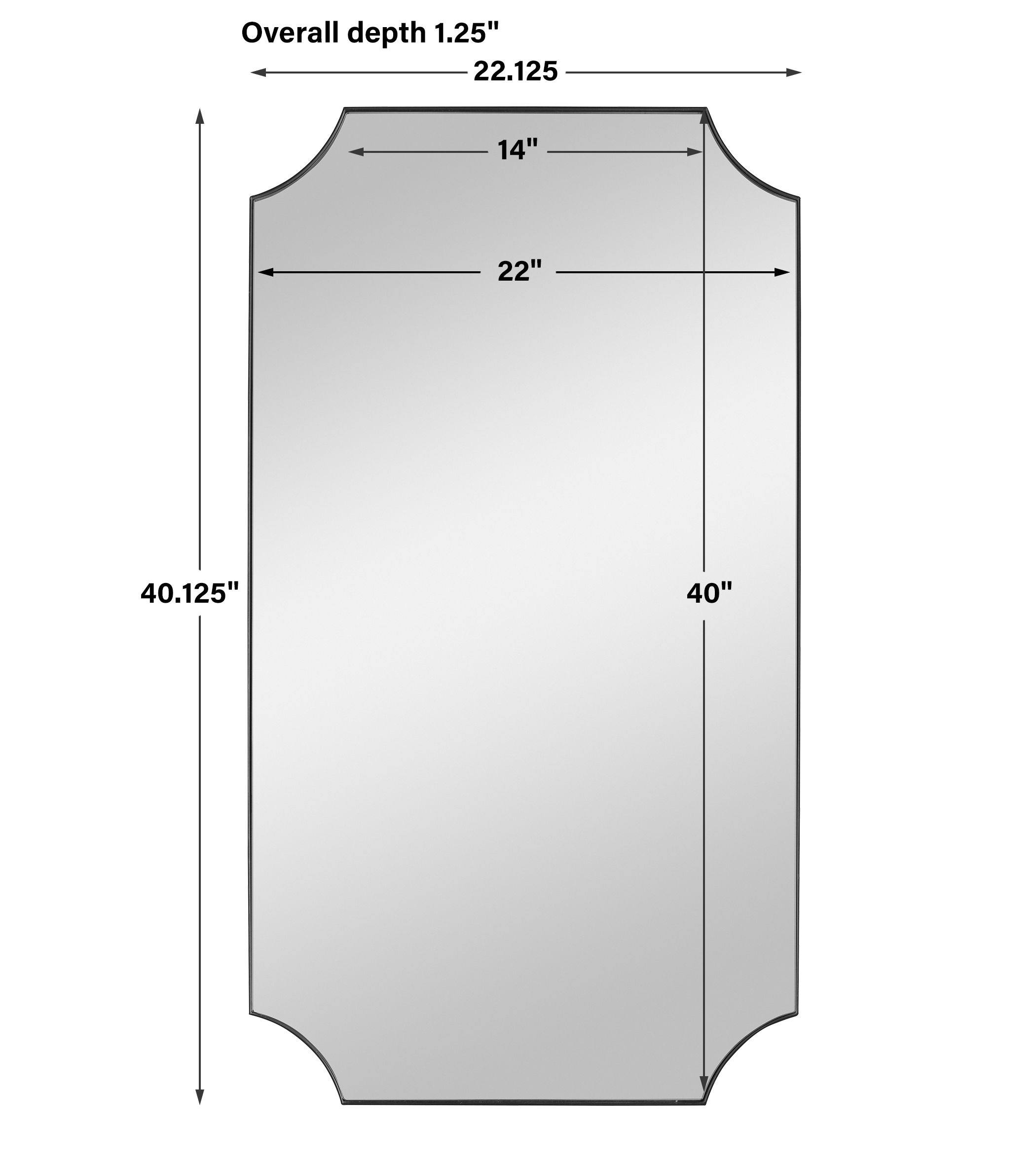Lennox Black Scalloped Corner Mirror, by Uttermost, 22.12" width x 40.12" height x 1.25" depth View 3
