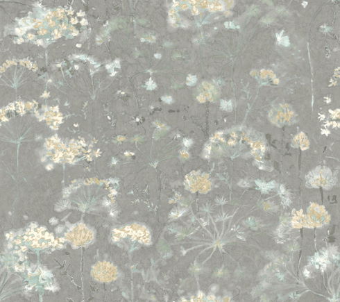 Botanical Fantasy Grey Wallpaper