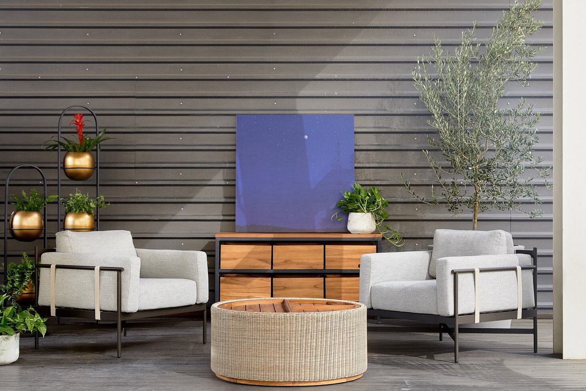 Hearst Outdoor Chair, by Four Hands, 2'11" width x 2'6.75" height x 2'9.25" depth View 7