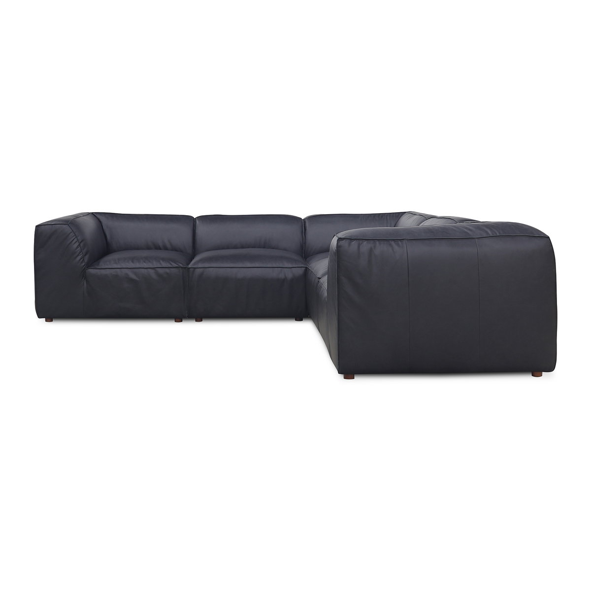 Form Classic L-shaped Modular Sectional Vantage Black Leather, Sectional Sofa by Moe's Home, 112" width x 26" height x 112" depth View 3