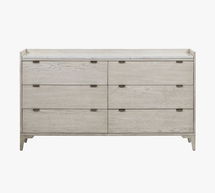 Online Designer Bedroom Geary Marble Top 6-Drawer Wide Dresser, Vintage White Oak & White Italian Marble