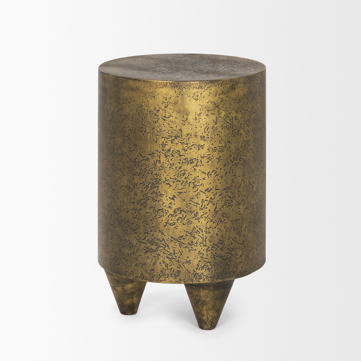 Rosh Textured Gold Metal with Acid Wash  Accent Table, Side & End Table by Mercana, 12" length x 12" width x 18" height View 6