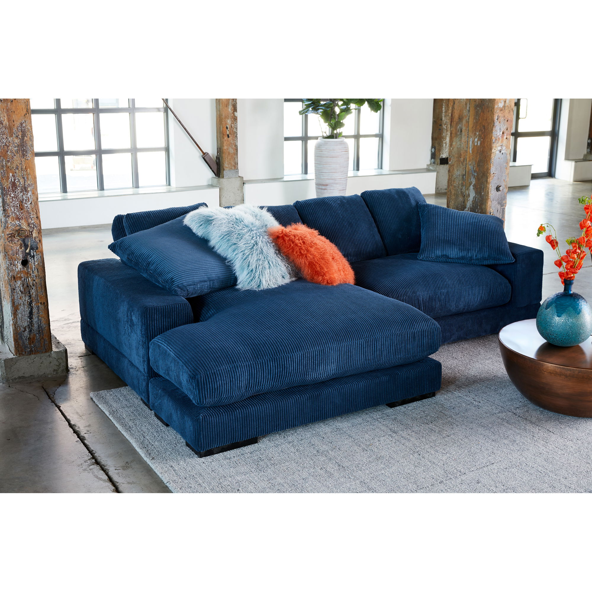 Plunge Sectional Navy, Sectional Sofa by Moe's Home, 106" width x 34" height x 46" depth View 6