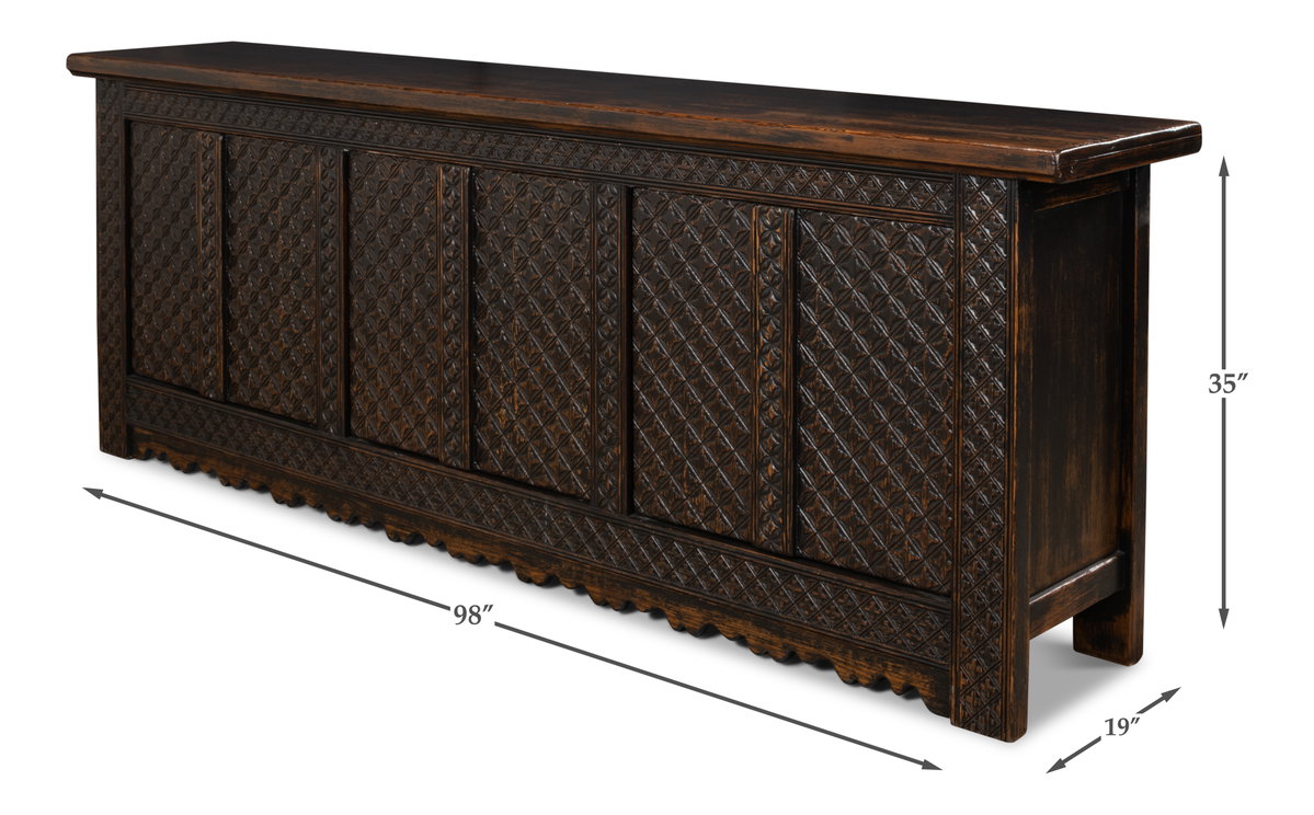 Nader Persian Burnt Brown Sideboard, by Sarreid, 1'7" length x 8'2" width x 2'11" height View 11