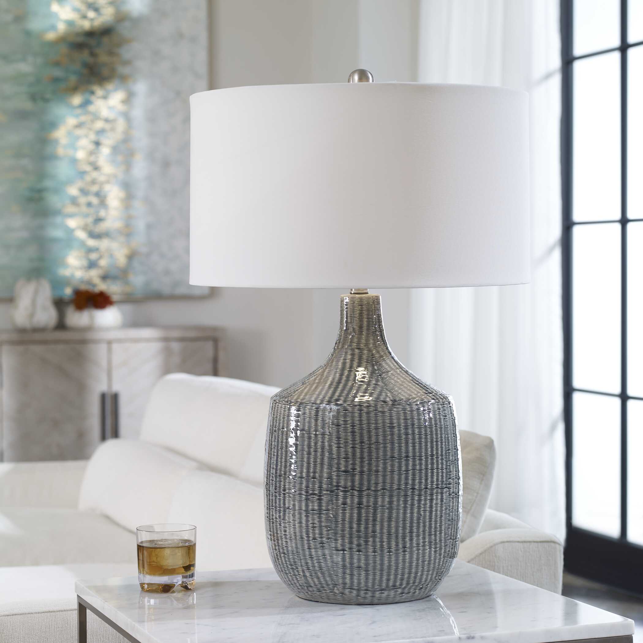 Felipe Distressed Gray Table Lamp large image 
