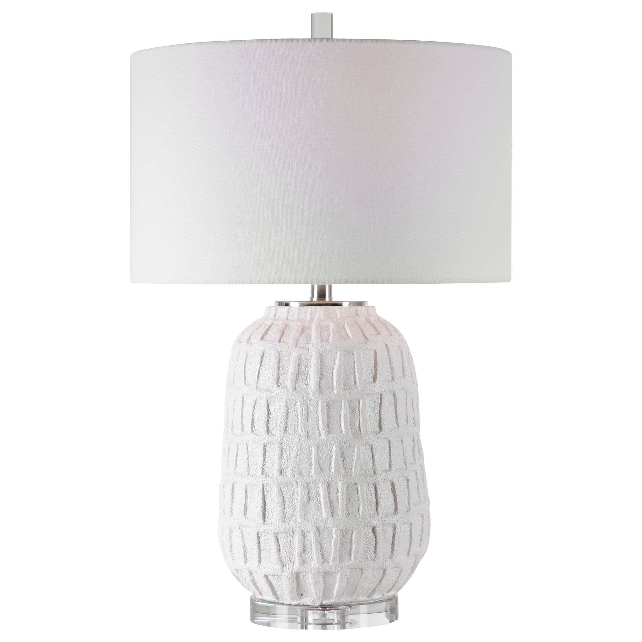 Caelina Textured White Table Lamp, by Uttermost, 17" width x 26.5" height x 17" depth View 1