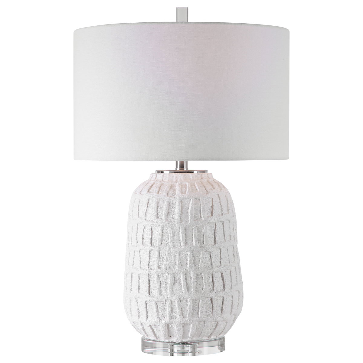 Caelina Textured White Table Lamp, by Uttermost, 17" width x 26.5" height x 17" depth View 1
