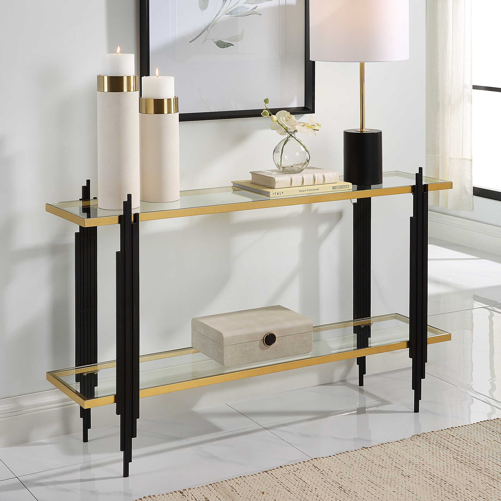 Empire Cityscape Console Table, Furniture by Uttermost, 52" width x 33.87" height x 13" depth View 4