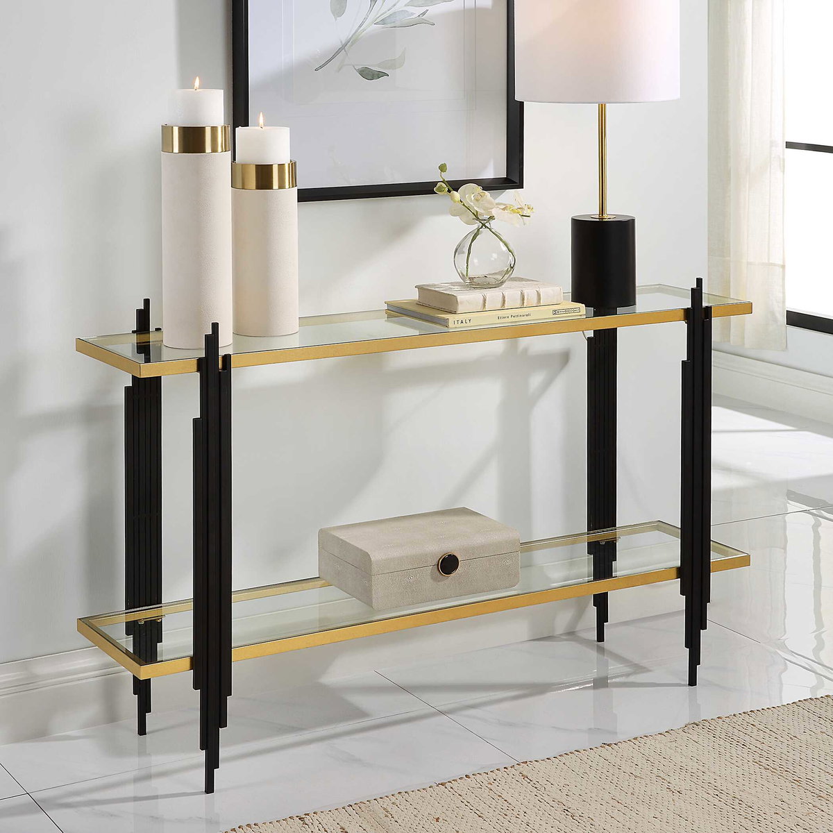 Empire Cityscape Console Table, by Uttermost, 52" width x 33.87" height x 13" depth View 4