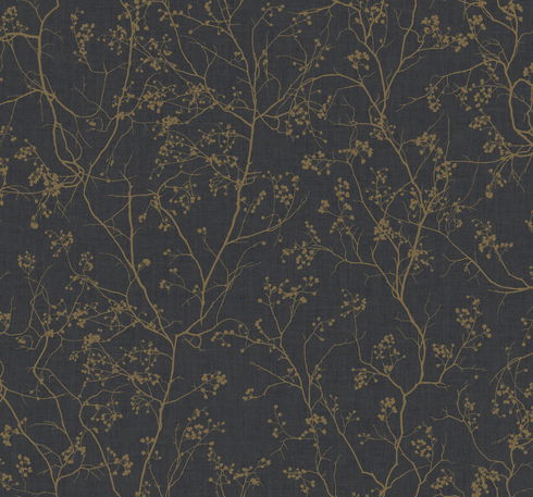Luminous Branches Black & Gold Wallpaper