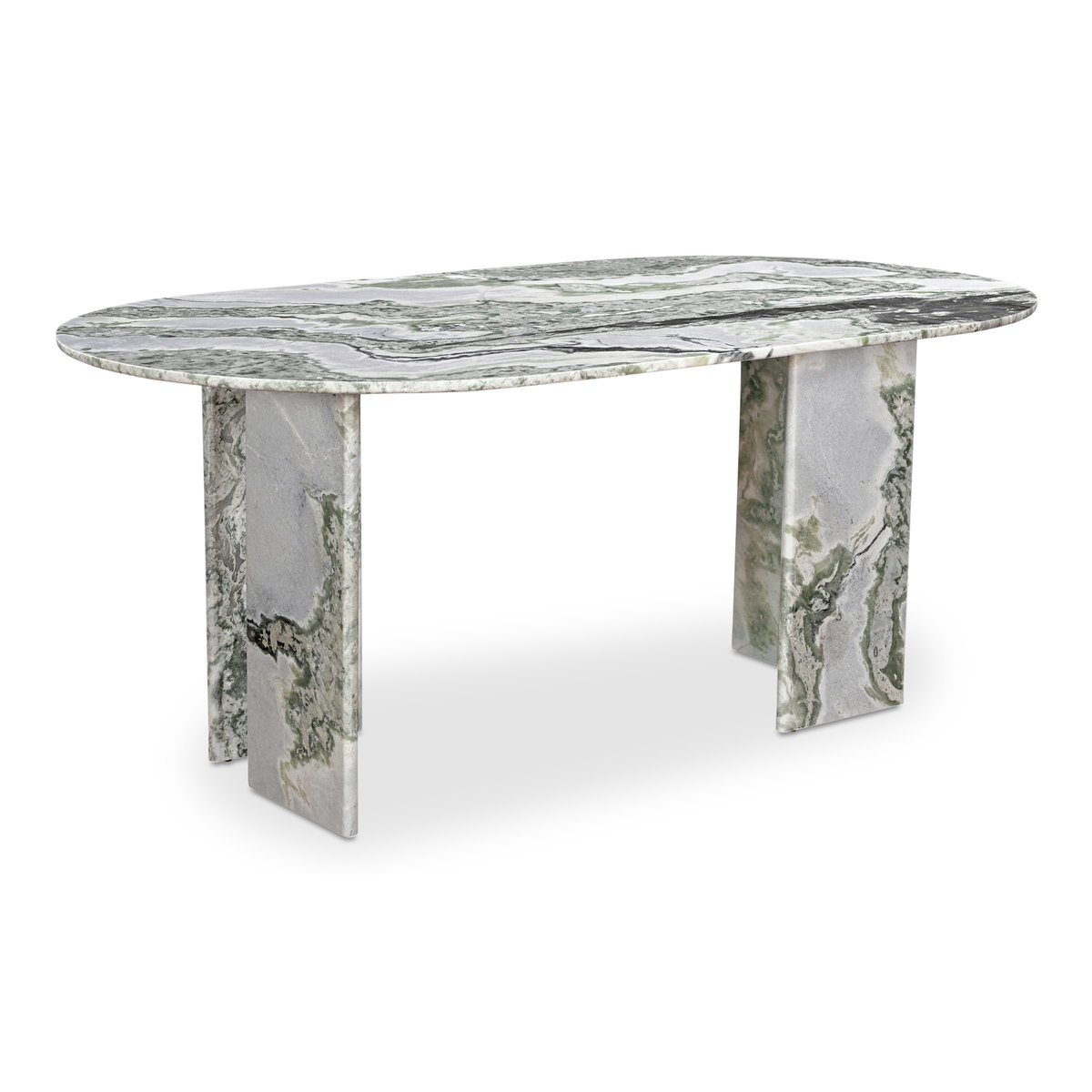 Celia Oval Dining Table Green Onyx Marble, by Moe's Home, 72" width x 30" height x 40" depth View 2