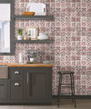Encaustic Tile Red Peel & Stick Wallpaper thumbnail 1