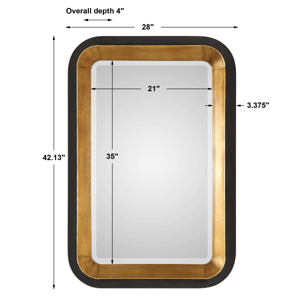 Niva Metallic Gold Wall Mirror, by Uttermost, 28" width x 42.13" height x 4" depth View 3