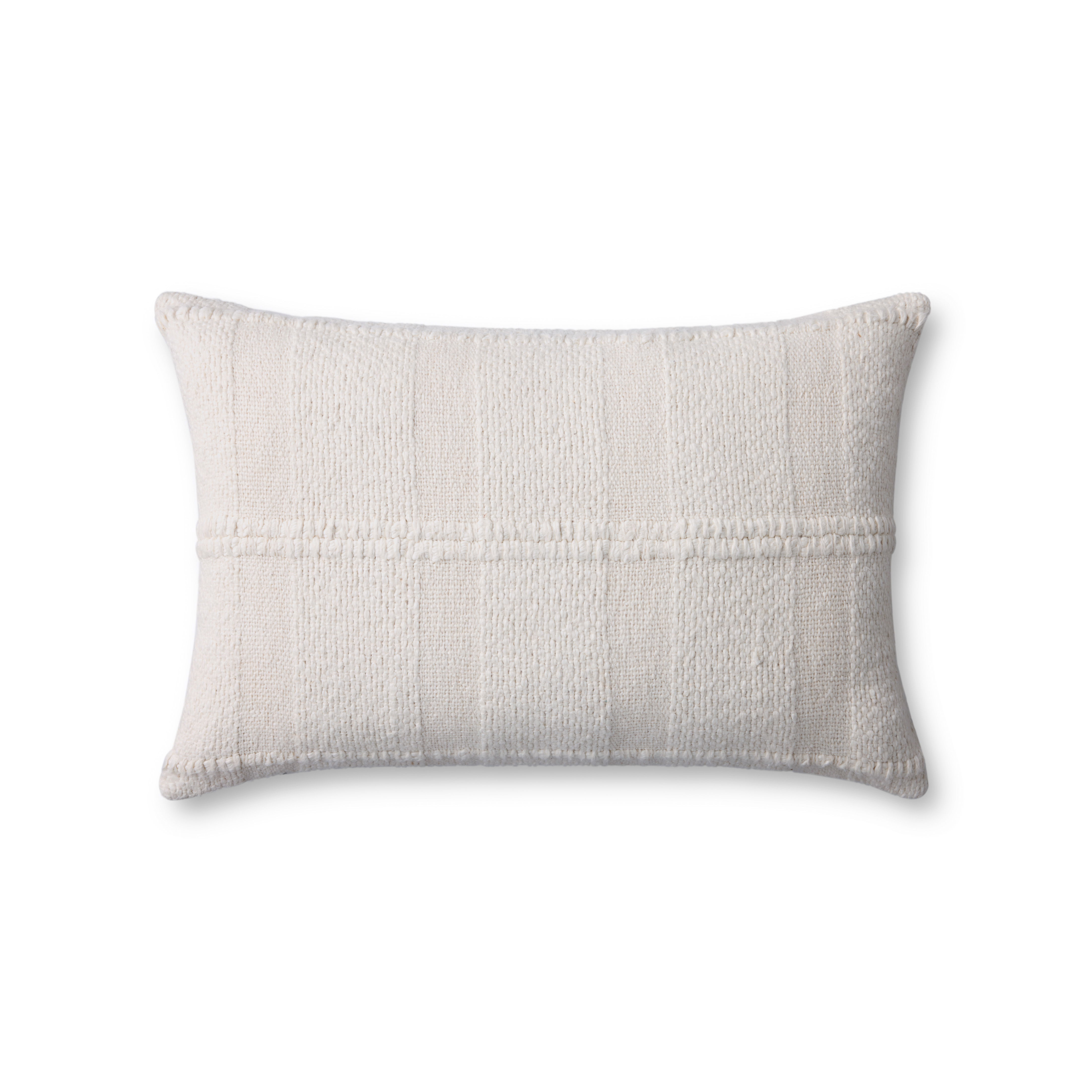 Loloi Ivory Pillow, Decorative Pillow, 16" length x 26" width