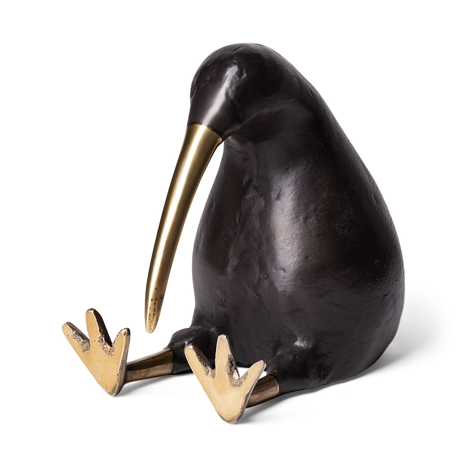 Dodo Kiwi 7L x 4W Black Cast Aluminum Mauritian Bird Sculpture, Decorative Object by Mercana, 6.75" length x 4.25" width x 6.75" height View 1