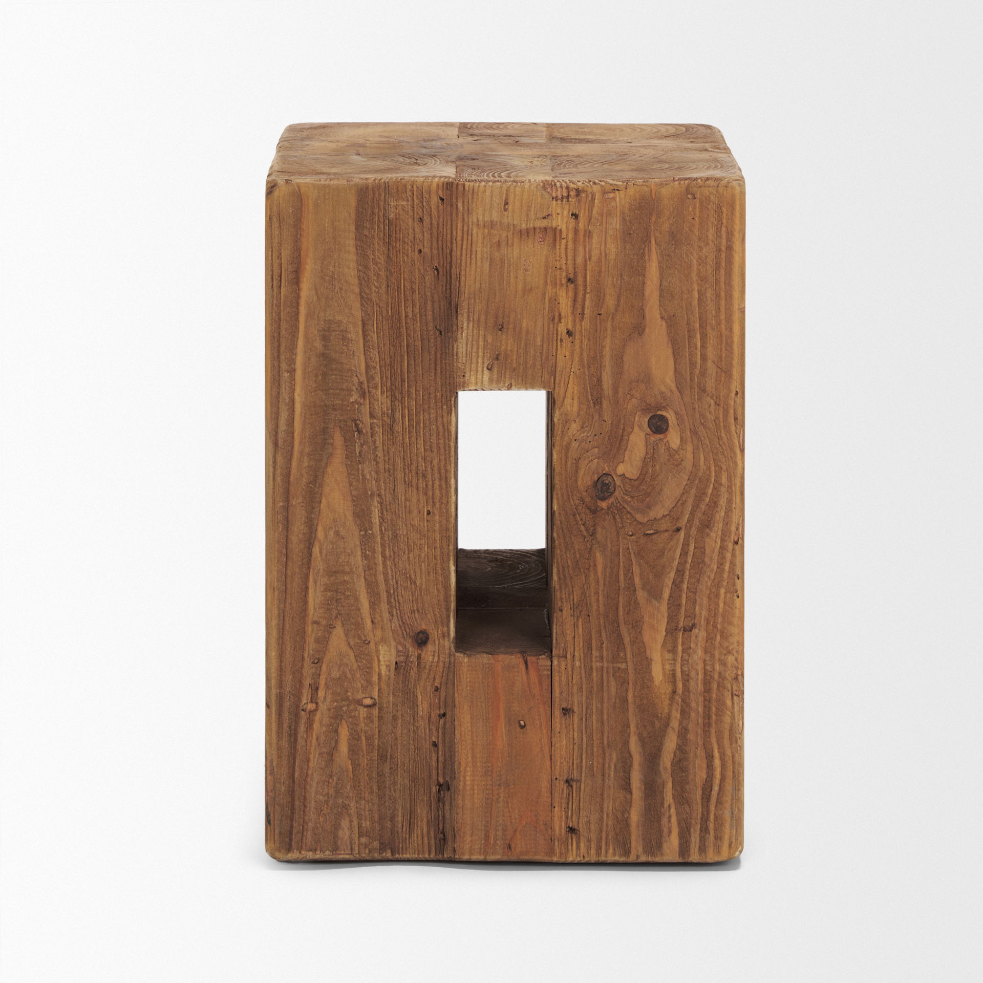 Waylen Natural Wood Block Accent Stool large image 