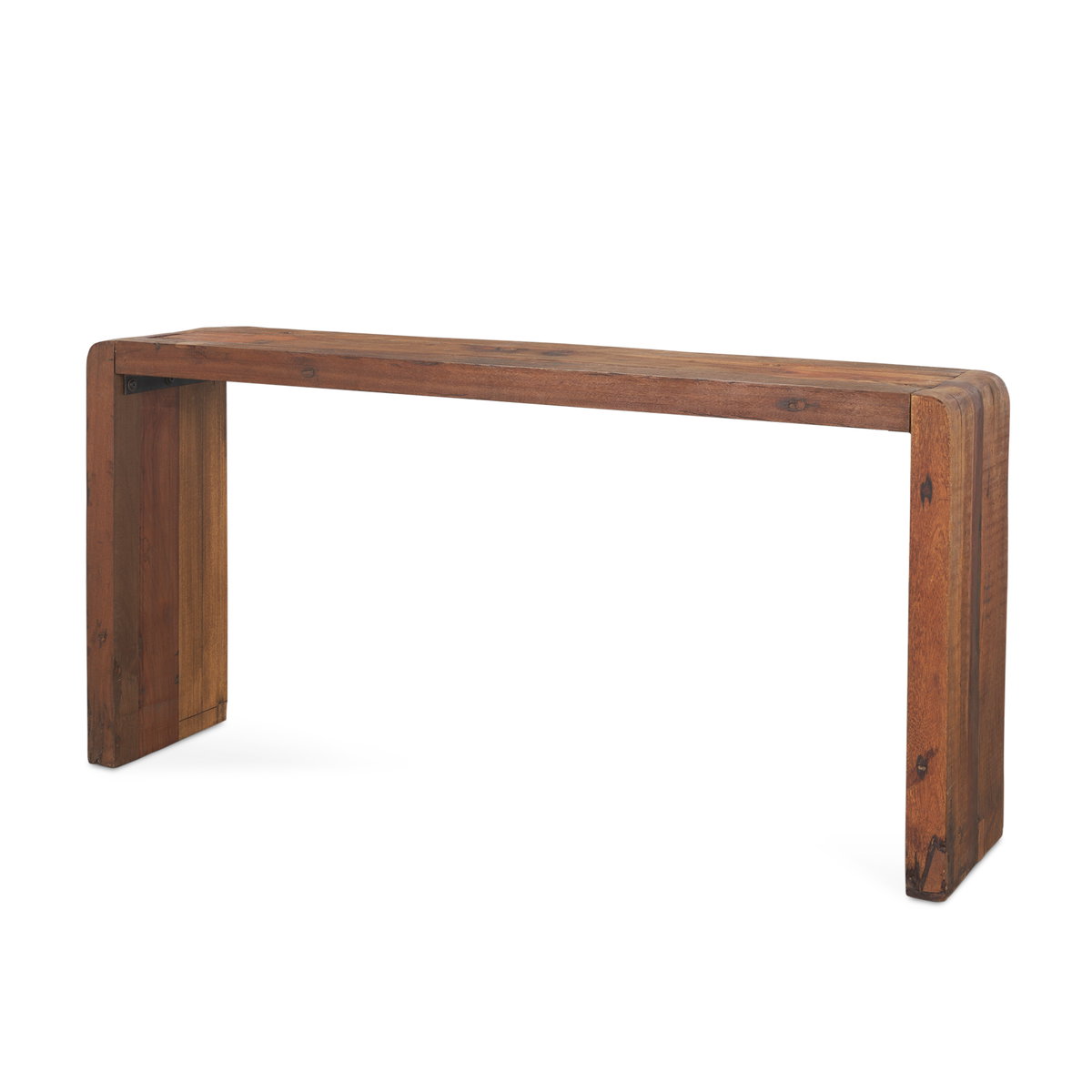 Estelle Rustic Brown Reclaimed Wood Console Table, by Mercana, 60" length x 14" width x 30" height View 1