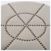Beacon 20.5'H Cream Fabric with Metal Tacks Round Ottoman, by Mercana, 19.69" length x 19.69" width x 20.75" height thumbnail 4
