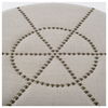 Beacon 20.5'H Cream Fabric with Metal Tacks Round Ottoman, by Mercana, 19.69" length x 19.69" width x 20.75" height thumbnail 4