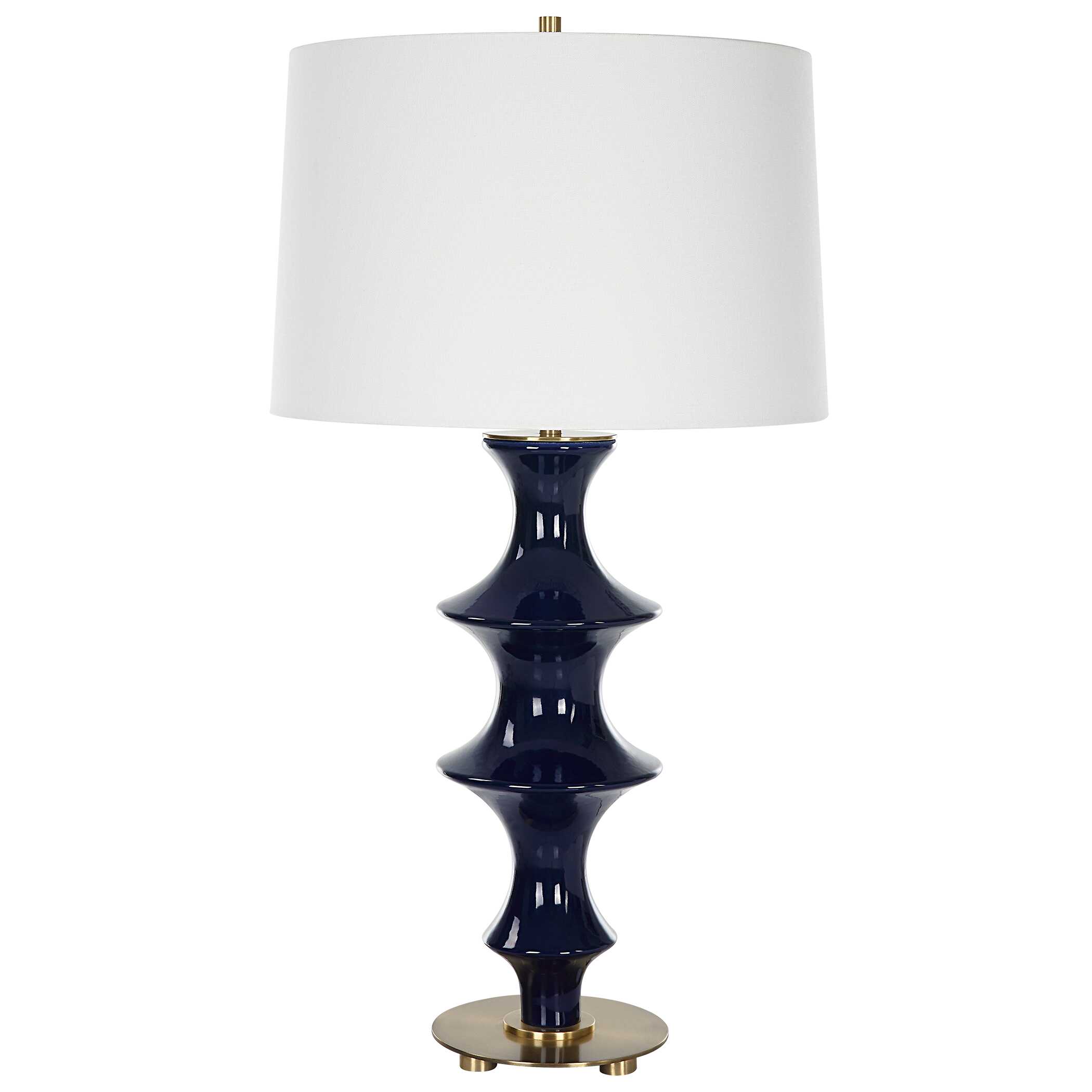 Coil Sculpted Blue Table Lamp large image 