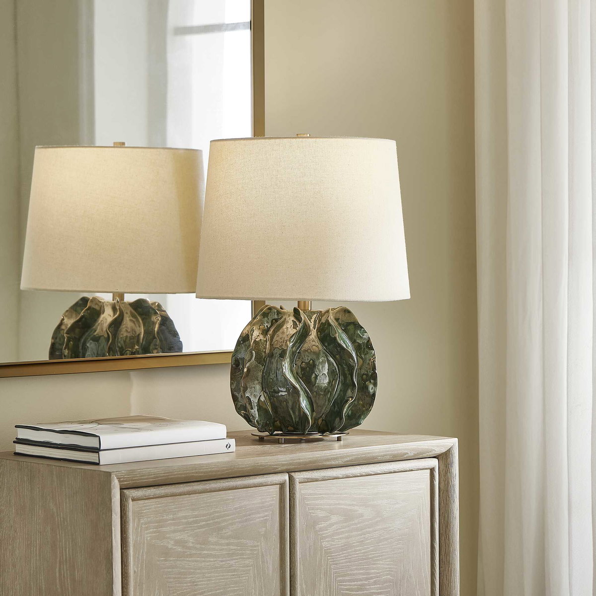 Guinevere Deep Green Table Lamp, by Uttermost, 15" width x 21.37" height x 15" depth View 2