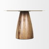 Allyson 42' Round Pedestal Dining Table | Banswara White Marble & Brown Wood | Seats 4, by Mercana, 42" length x 42" width x 30" height thumbnail 7
