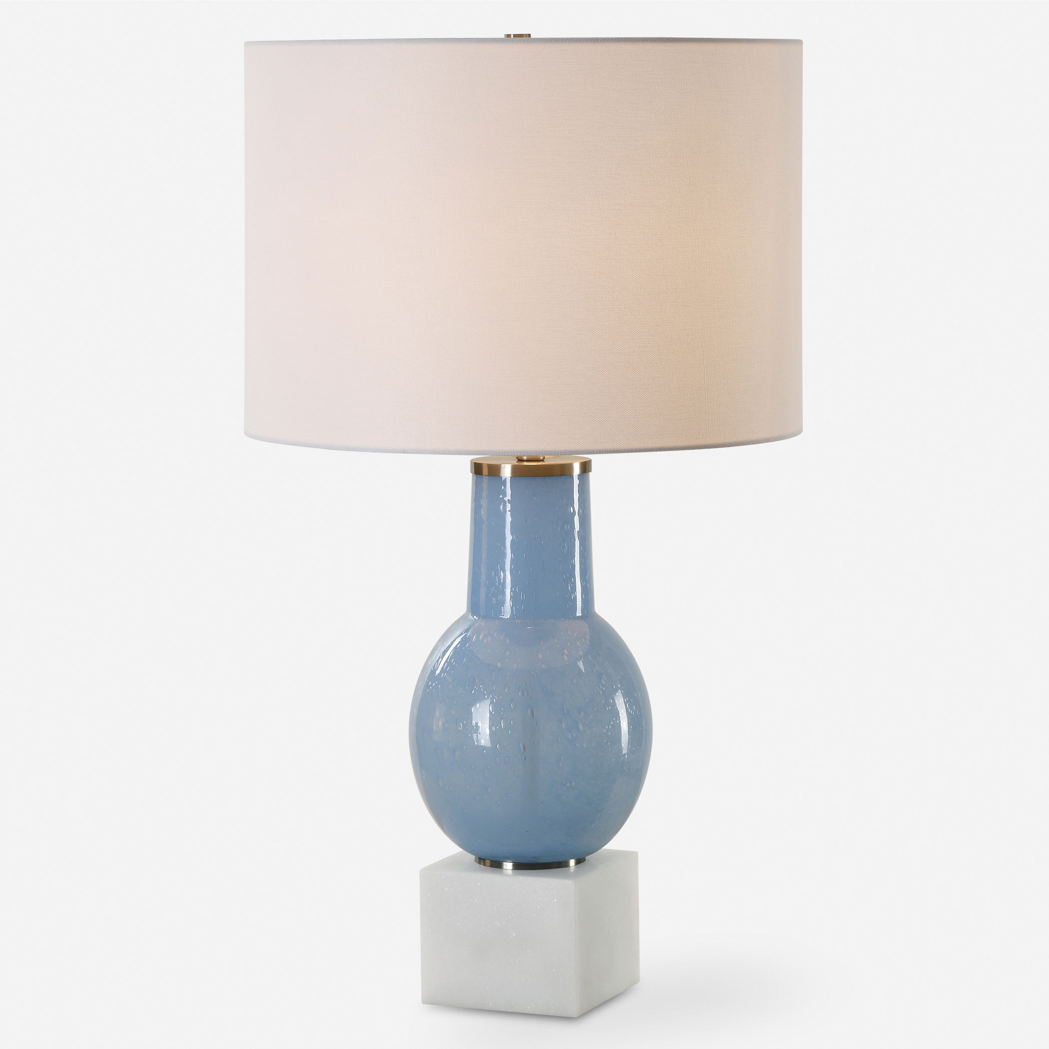 Clear Sky Blue Glass Table Lamp, by Uttermost, 16" width x 28" height x 16" depth View 1