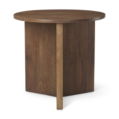 Enzo 32" Round Tabletop with Fluted Wood Base Foyer Accent Table