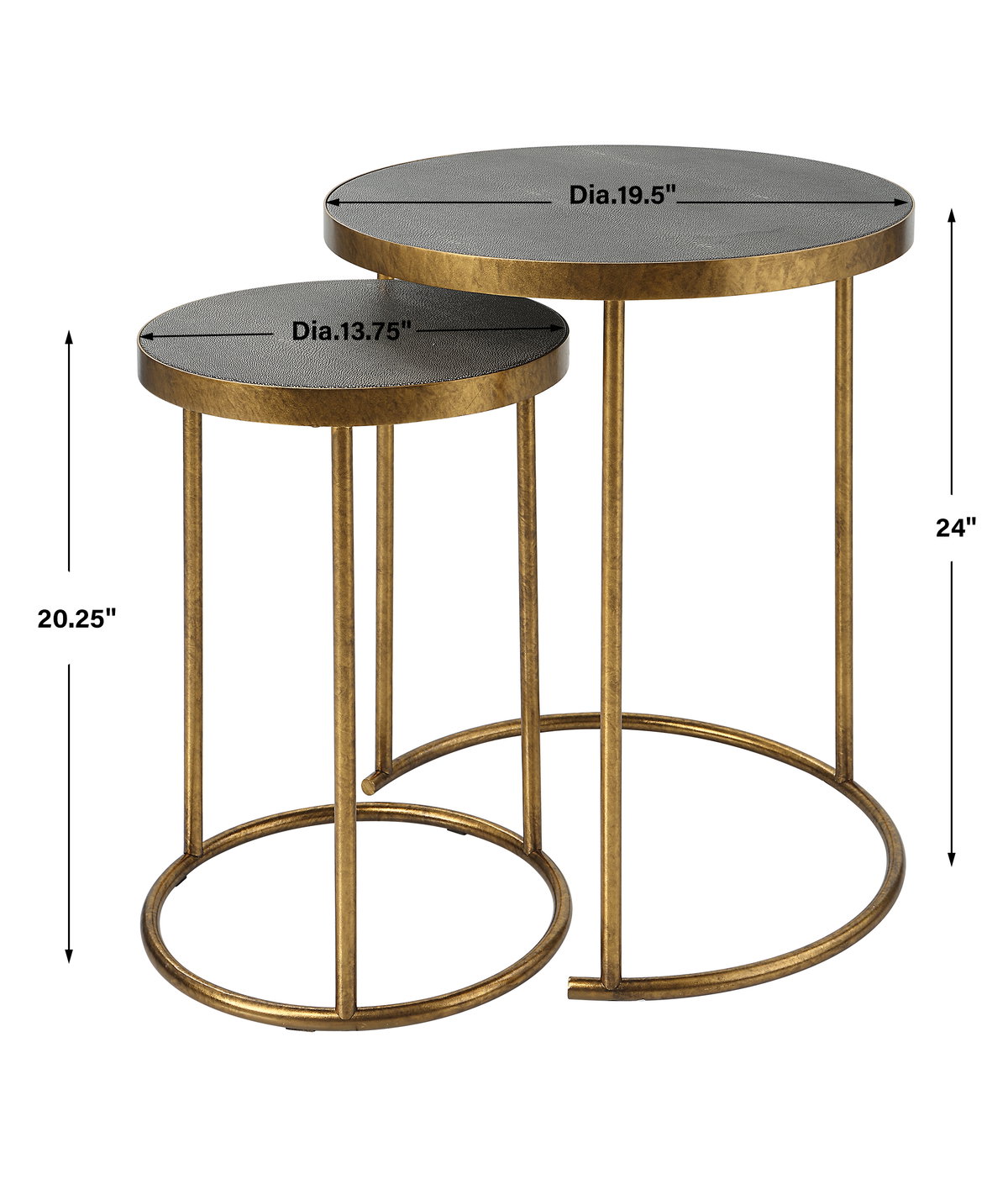 Aragon Brass Nesting Tables Set/2, Coffee Table by Uttermost, 19.5" width x 24" height x 19.5" depth View 3